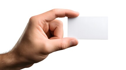 Obraz premium Professional Introduction: A Hand Presenting a Crisp, Blank White Business Card for Customization