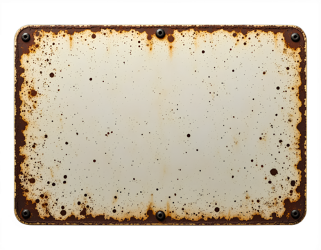 Old Metal Number Plate, Aged Rustic off white metal Sign Plate with rust and screws