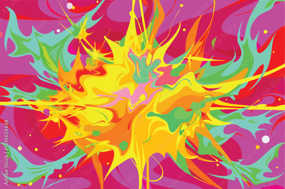 Poster abstract explosion of colorful shapes in bright and dynamic artistic composition
