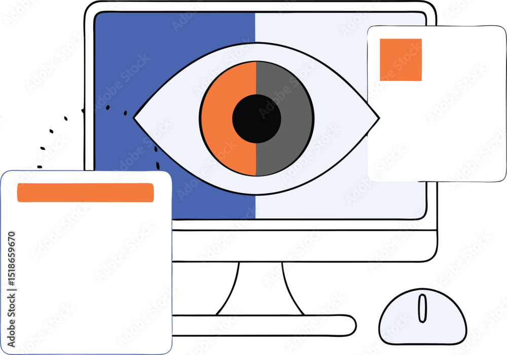 Aufkleber abstract eye with computer elements on white background for creative design