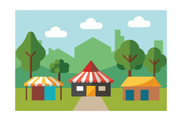 vector illustration of a village
