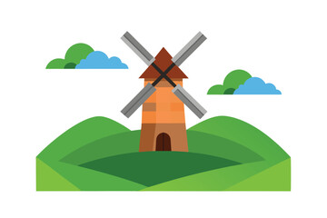 Obraz premium windmill on green field