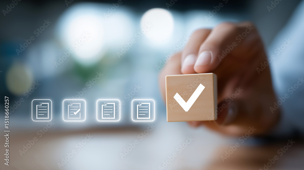 Aufkleber quality control process with certification dashboard in office environment