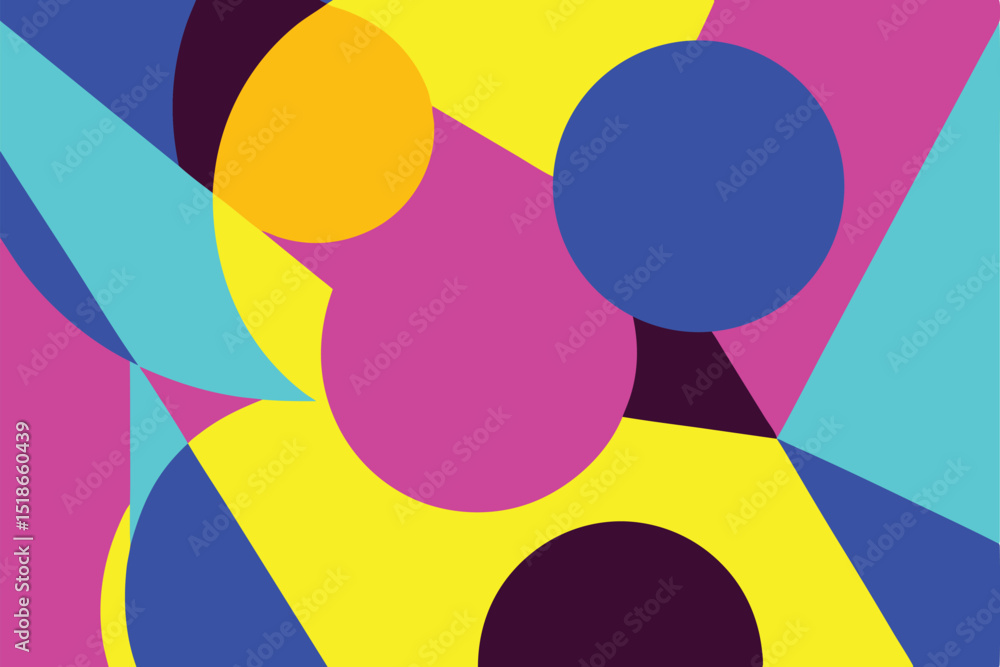 Aufkleber abstract geometric composition of overlapping shapes with vibrant colors on transparency