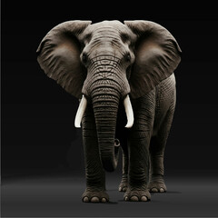 Beautiful adult Elephant in a Dark Black Background with Moody Lighting © SushiKo
