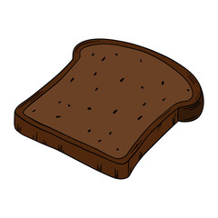 Appetizing and delicious baked dark bread toast . Bakery breakfast treats menu. Outline food art