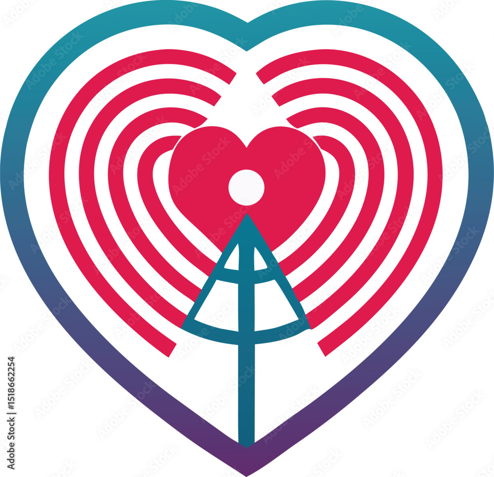 Poster abstract love signal in heart shape with gradient and transparency on a white background