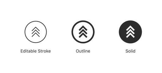 swipe up icon button. Scroll arrow up icon sign - upload icon button, send, export icons in editable stroke, outline, and solid styles, perfect for call to action, navigation