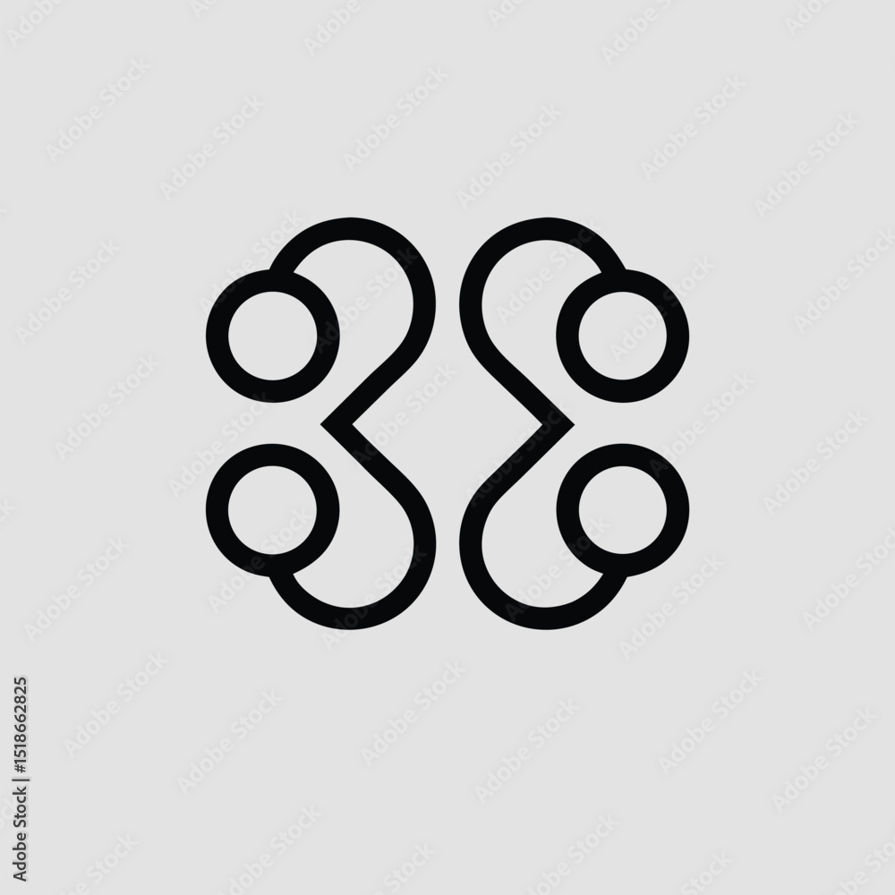 Poster abstract symmetrical design composed of circles and curved lines minimalist logo
