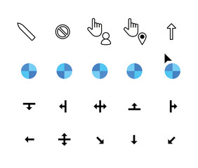 Complete Cursor & Pointer Icon Set – Minimal UI Mouse Arrows, Click Tools, Target Markers, Drag & Drop, Navigation, Interaction, Hand, User, Location & Resize Icons