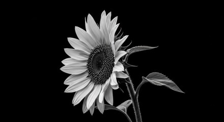 Profile View of a Single Sunflower in Bloom