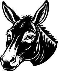 Donkey Face Tilted Angle in Shiny Vector Chrome Shallotte on white background