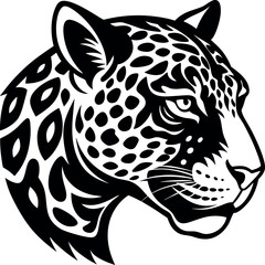 Leopard Head Side Profile in Glossy Chrome Shallotte on white background