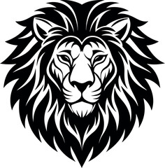 Fototapeta premium Lion Face Back Angle in Stylized Chrome Vector Shallotte on white background