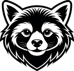 Red Panda Head in Glossy Cartoon Chrome Shallotte on white background