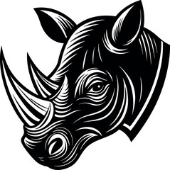 Rhino Head Angled Side in Strong Silver Chrome Shallotte on white background