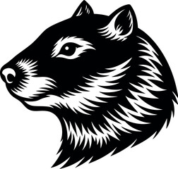 Beaver Head Side Profile in Cute Pastel Chrome Shallotte on white background