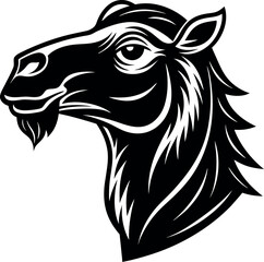 Camel Head Back Angle in Glossy Vector Chrome Shallotte on white background