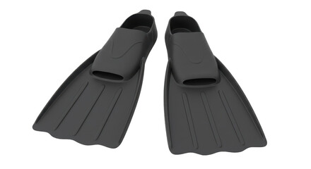 Isolated Black Swim Fins