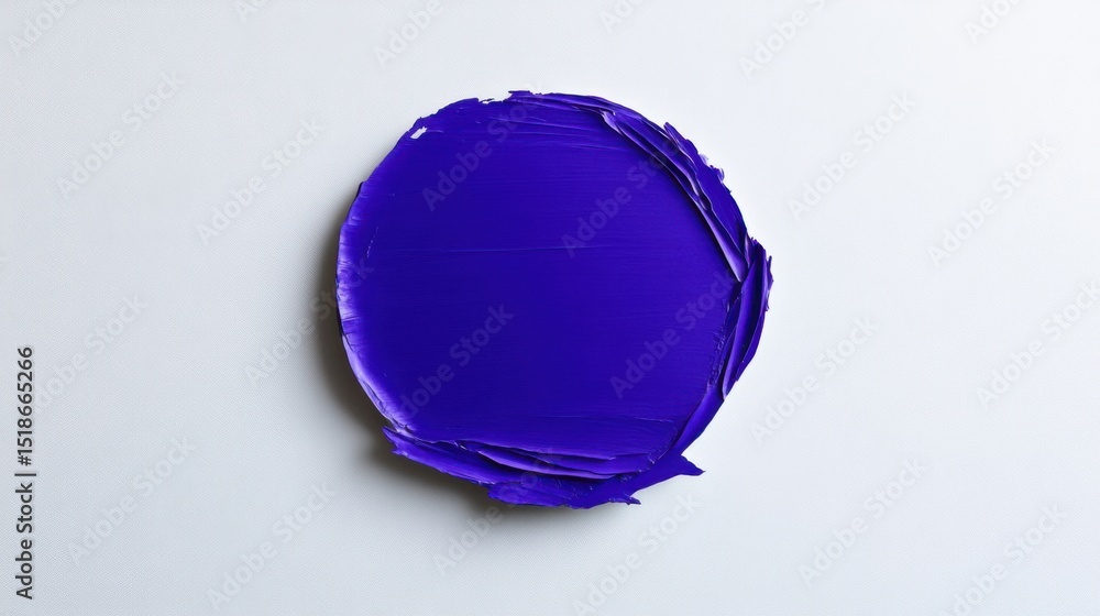 Poster a vibrant circle of purple paint is spread across a smooth surface, showcasing the unique texture an