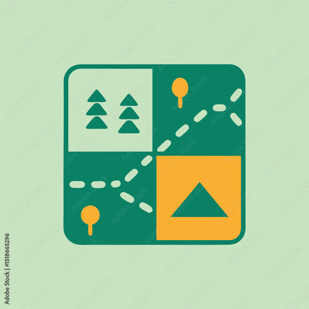 Aufkleber conceptual illustrated map design representing navigation and destination of adventure