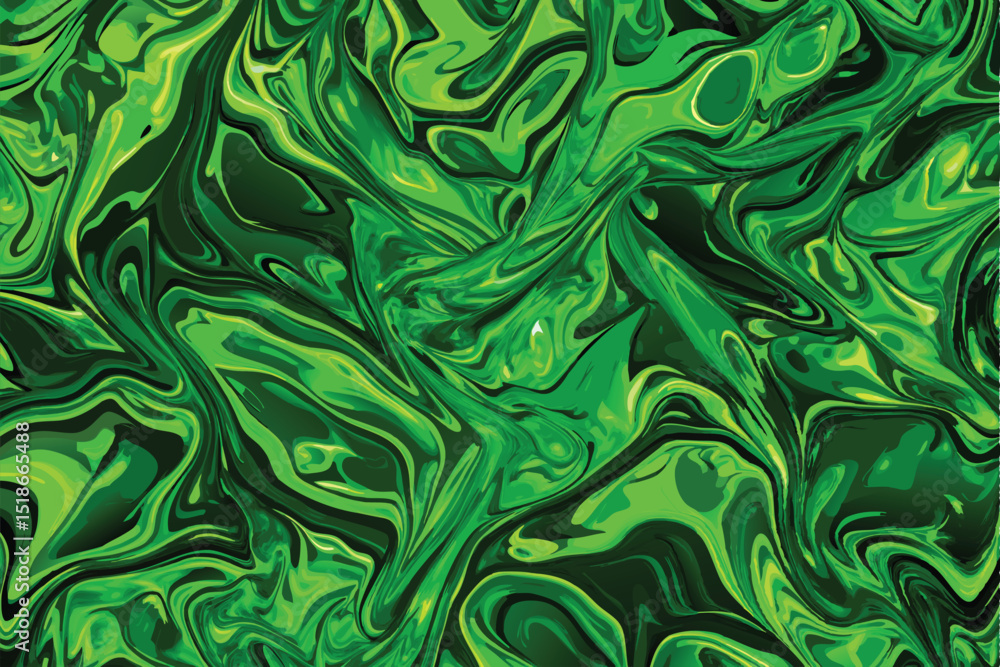 Aufkleber dynamic green liquid swirl abstract background suitable for graphic design projects