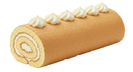 Isolated Swiss Roll Cake with Cream