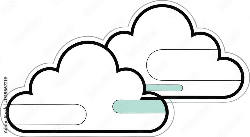 Poster modern vector illustration of two clouds on a white background with a touch of color
