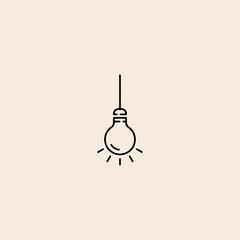 Hanging bulb icon flat vector design.