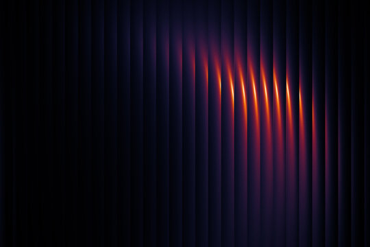 Vivid glass gradient in shades of yellow, pink, and purple with abstract waves and ribbing, glowing on a contrasting black background. A neon glow effect adds dynamism and visual impact to the design.