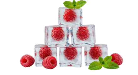 Isolated Raspberry Ice Cubes Pyramid
