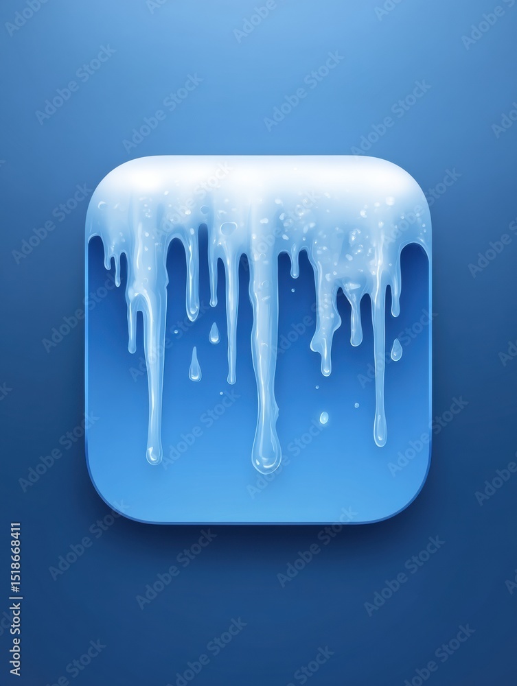 Aufkleber Illustration of Frozen App Icon Featuring Icicles and a Soft Blue Gradient Background