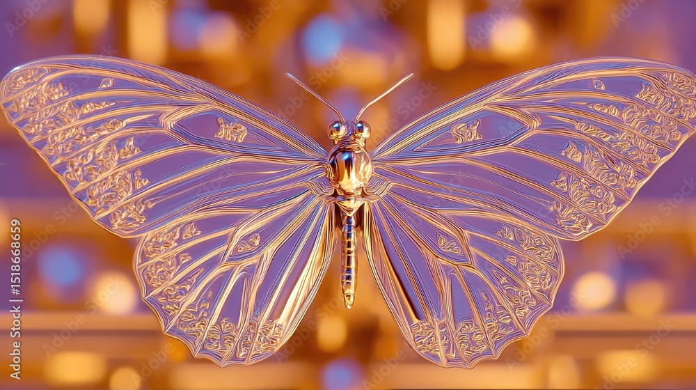 Poster butterfly effect holographic display showcasing intricate metamorphoses in vibrant colors