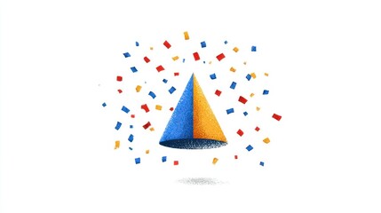 Colorful Celebration with Confetti and Party Hat Festive Illustration for Joyful Events and Mi