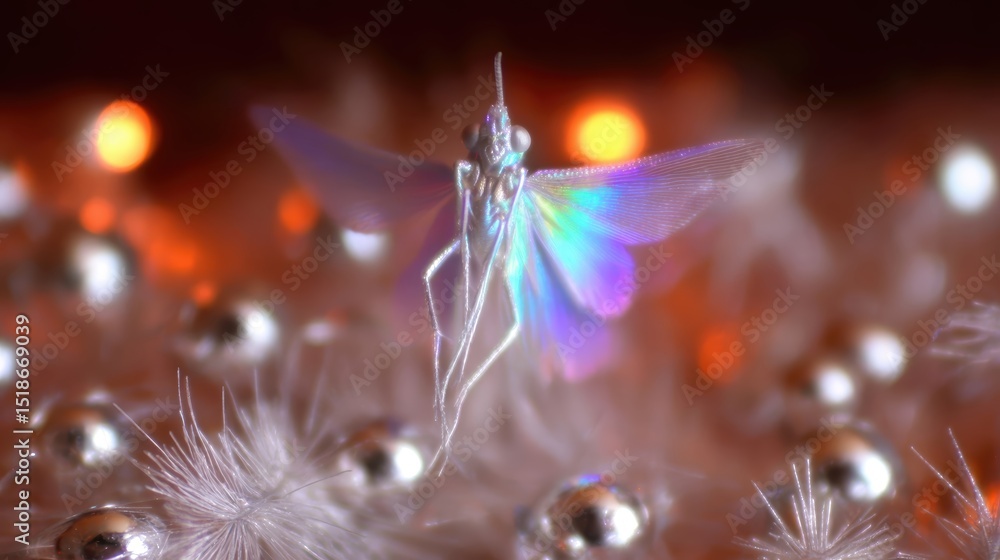 Poster Fantasy Fairy Holograph Transforms With Colorful Light Amidst Sparkly Background Elements