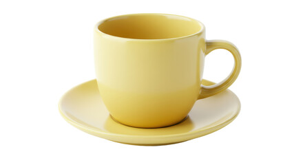 Isolated yellow coffee cup on white background
