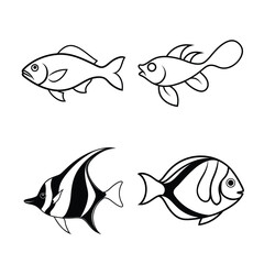 line art of a sea fish bundle design
