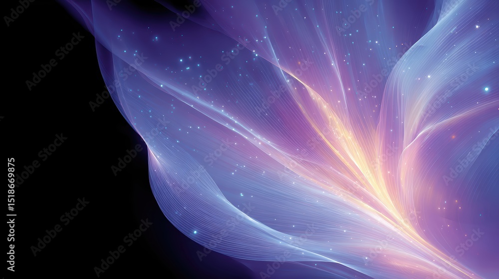 Aufkleber Holographic Image Displaying Dynamic Metamorphoses in a Cosmic Setting at Dusk