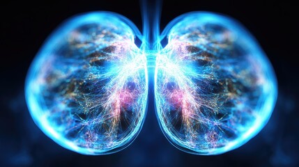 Naklejka premium Exploring the Structure and Function of Human Lungs in a Creative Digital Representation