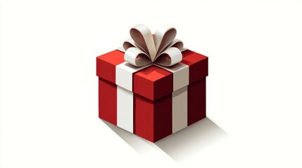 Obraz premium Gift Box with Red and White Ribbon Perfect for Celebrations and Special Occasions