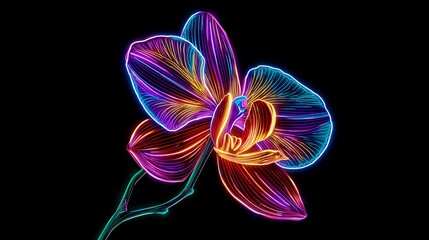 Neon Orchid Bloom: A Vibrant Celebration of Colombian Independence. Bold, bright, and beautiful, this electric floral artwork perfectly captures the spirit of Colombian pride and  
