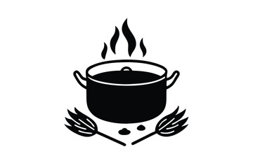 campfire cooking pot vector icon