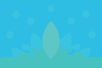 Abstract blue teal lotus element with circular design on transparent background