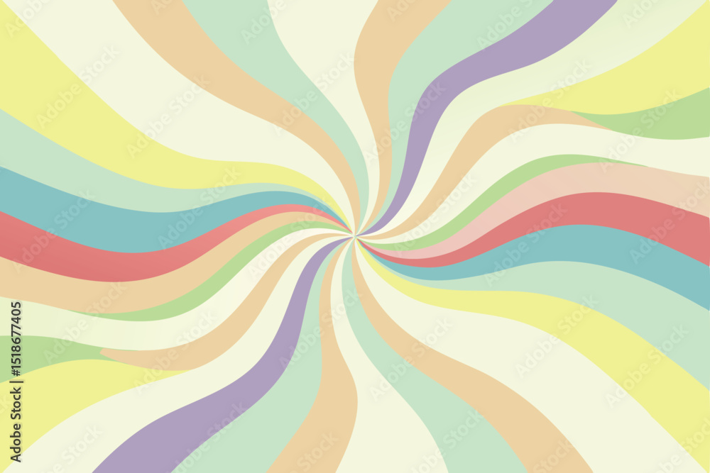 Poster abstract colorful swirl design radiating from a central point on a transparent background
