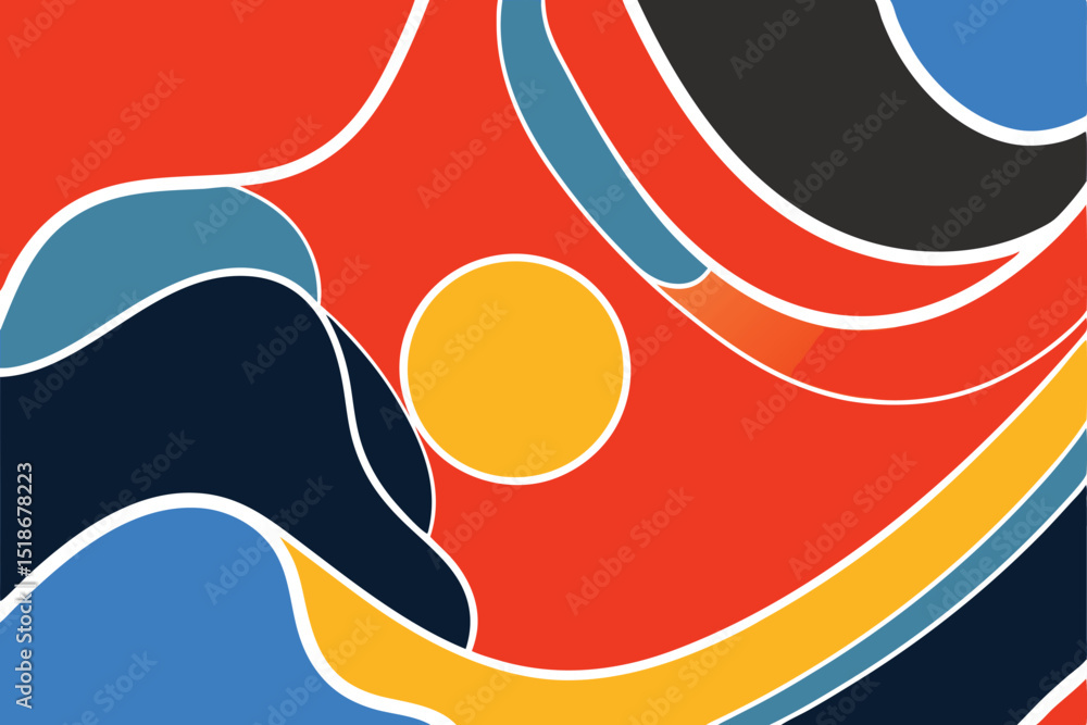 Poster abstract composition of colorful fluid shapes on transparent background