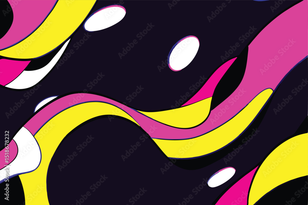 Poster abstract composition of colorful wavy shapes with transparency