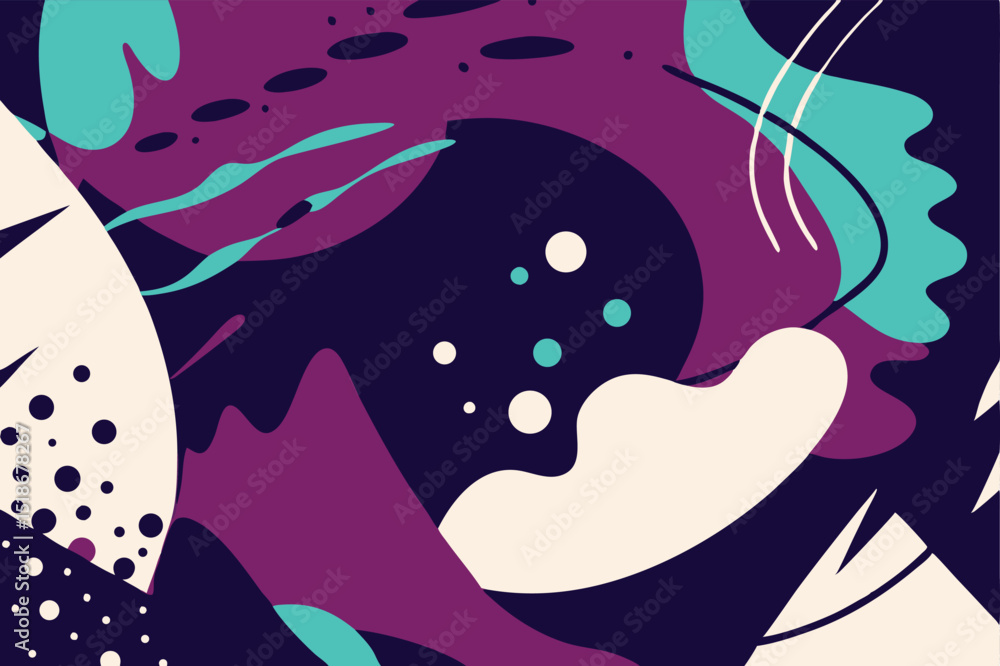 Poster abstract composition with organic shapes and modern color palette design element