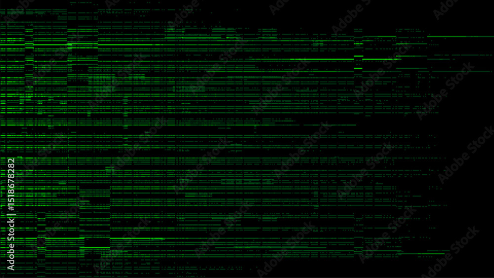 Aufkleber Abstract digital background with a green glitch pixel texture. black backdrop. binary code. data transfer concept. vector illustration. and technology concept. tech or cyber design.