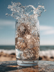 water splash in the glass