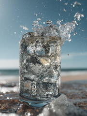 water splash in glass